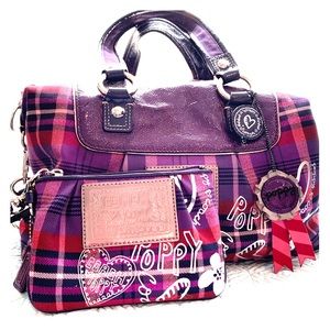 Coach Poppy Tartan Plaid Satchel and Wristlet